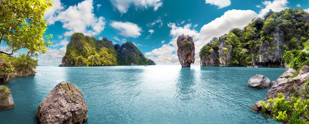 Thai ocean scene with stone formations